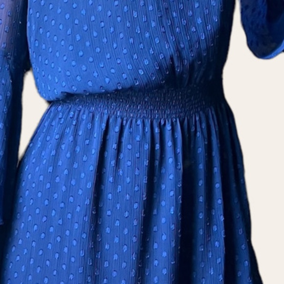 WHBM Long Sleeve Clipped Jacquard Boho Dress, Blue Depths, 16 - Picture 10 of 10